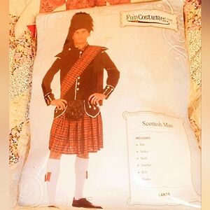 Men's Scottish Man Kilt Costume Lg